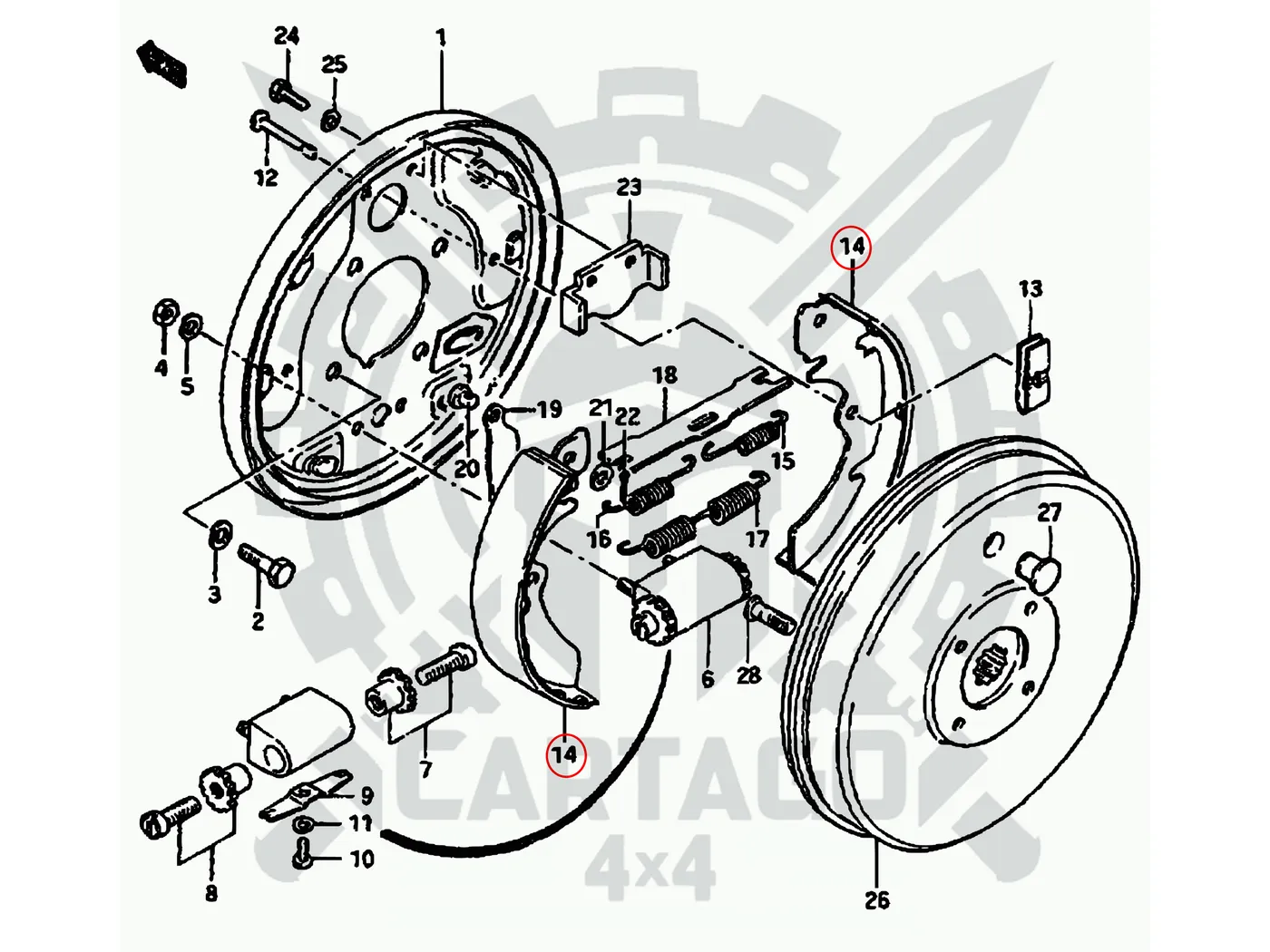 Zapatas freno mano transfer Sj410 / Sj413 - imagen 4