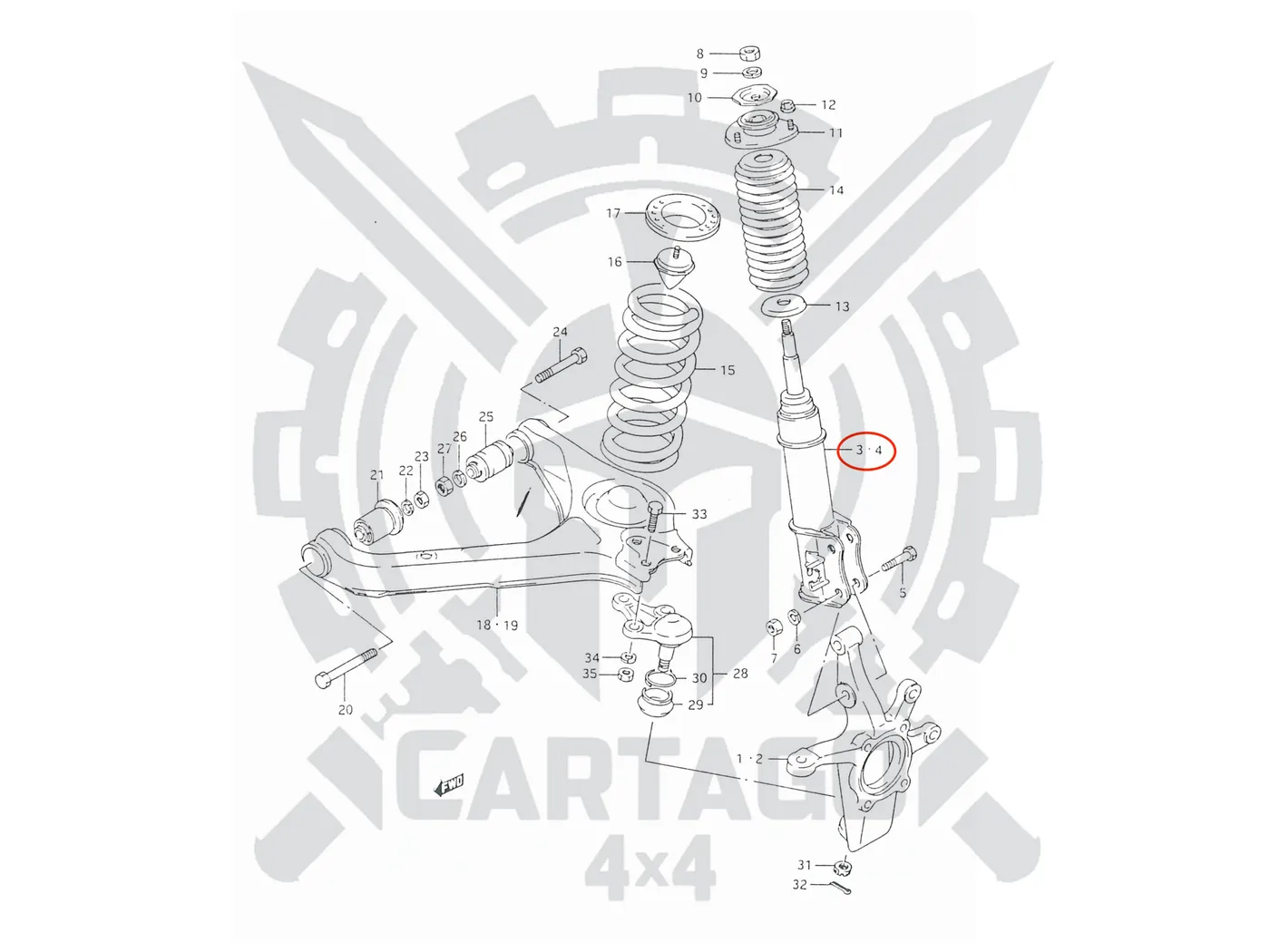 Amortiguador delantero derecho reforzado +7cm - imagen 2